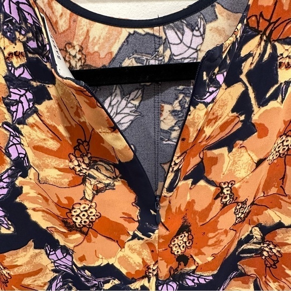 Aritzia Babaton Orange and Purple Floral Sleeveless Blouse - Picture 6 of 8